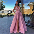 summer new european and american style sexy slim-fit camisole dress deep v slit banquet evening gown