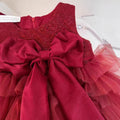 Girls' winter fleece-lined two-piece set,  new stylish children's first birthday baby dress, red princess dress
