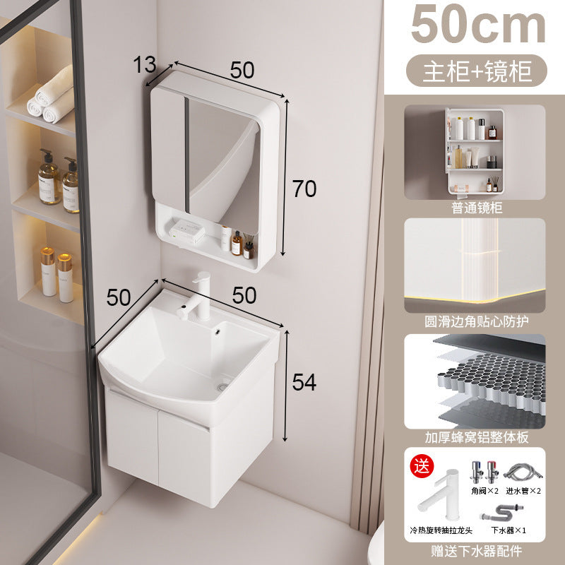 Small apartment circular arc bathroom cabinet deepened wash basin space honeycomb aluminum washbasin cabinet combined toilet washbasin