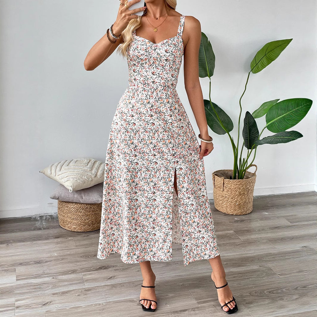 Shanuo independently develops 2025 new summer  European and American women's dress floral dress  temu