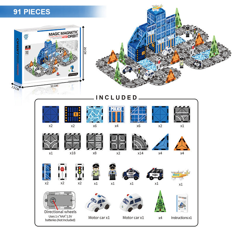 Kids educational diy painted diamond pattern magnetic track building blocks baby puzzle puzzle magnetic sheet square castle toy