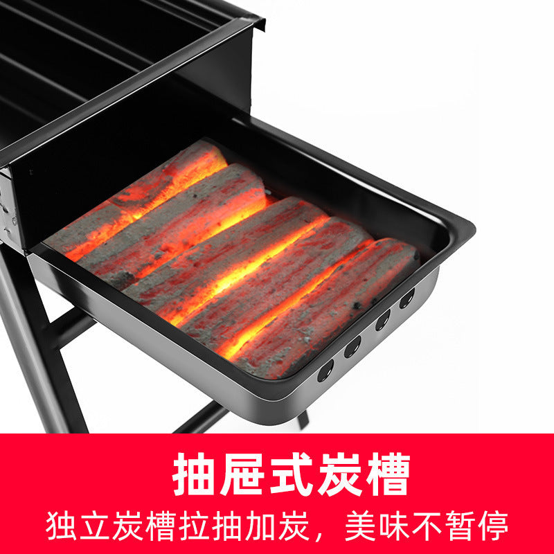 Portable folding bbq grill for outdoor use - home charcoal grill, camping bbq, mini charcoal stove