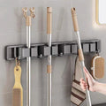 Blue vine mop wall mount clip - no drilling required - bathroom broom holder, mop rack organizer with large hook