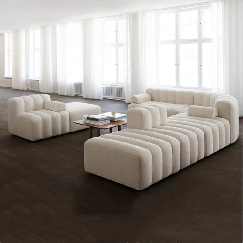 Nordic modern modular fabric living room sofa italian minimalist light luxury piano key creative lambswool sofa set