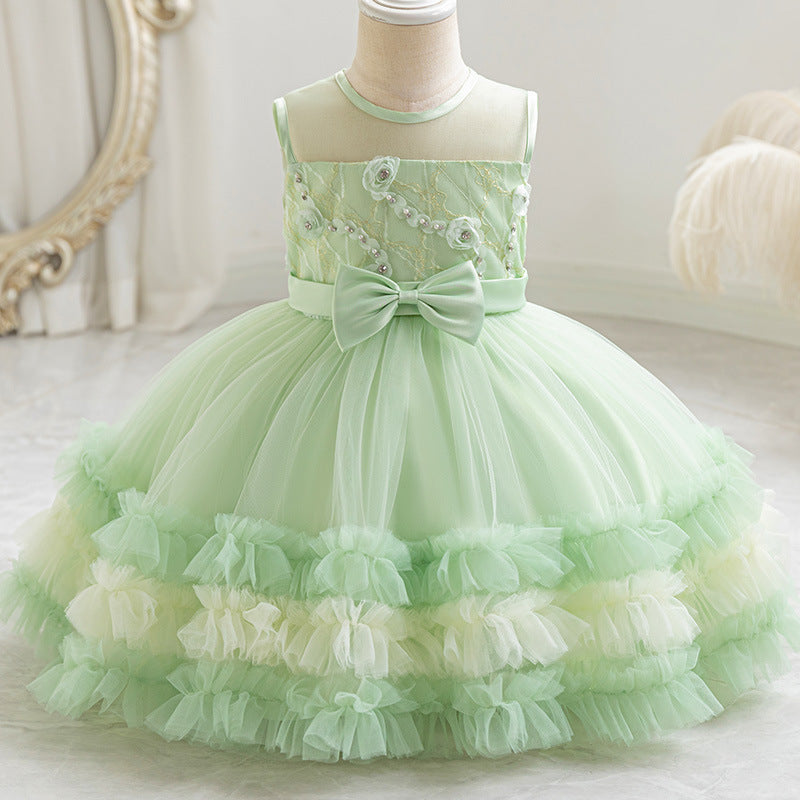 Exportready-made girldressbows tutu cake princess dress first birthday evening dressbaby dress
