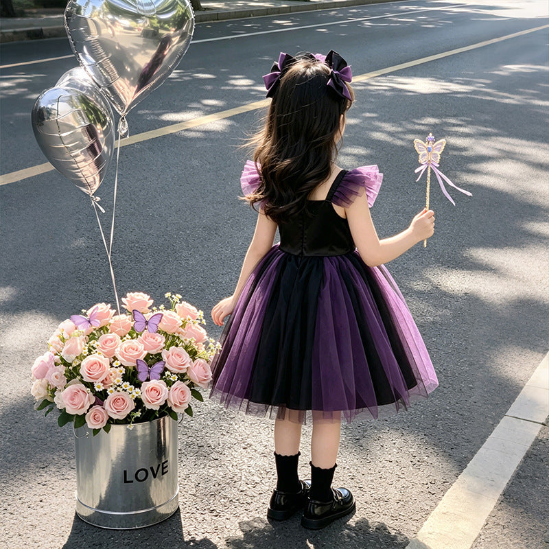 Baby girl's first birthday outfit - halloween flutter sleeve tulle tutu dress - new  children's princess dress - girls' clothing