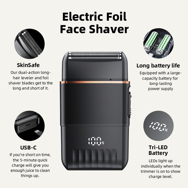 New portable reciprocating electric shaver - compact, home & car use, waterproof, men's shaving razor