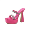 2025 fashionexportnew arrival women's shoes waterproof platform thick high heels square toe rhinestone one-piece rhinestone sandals