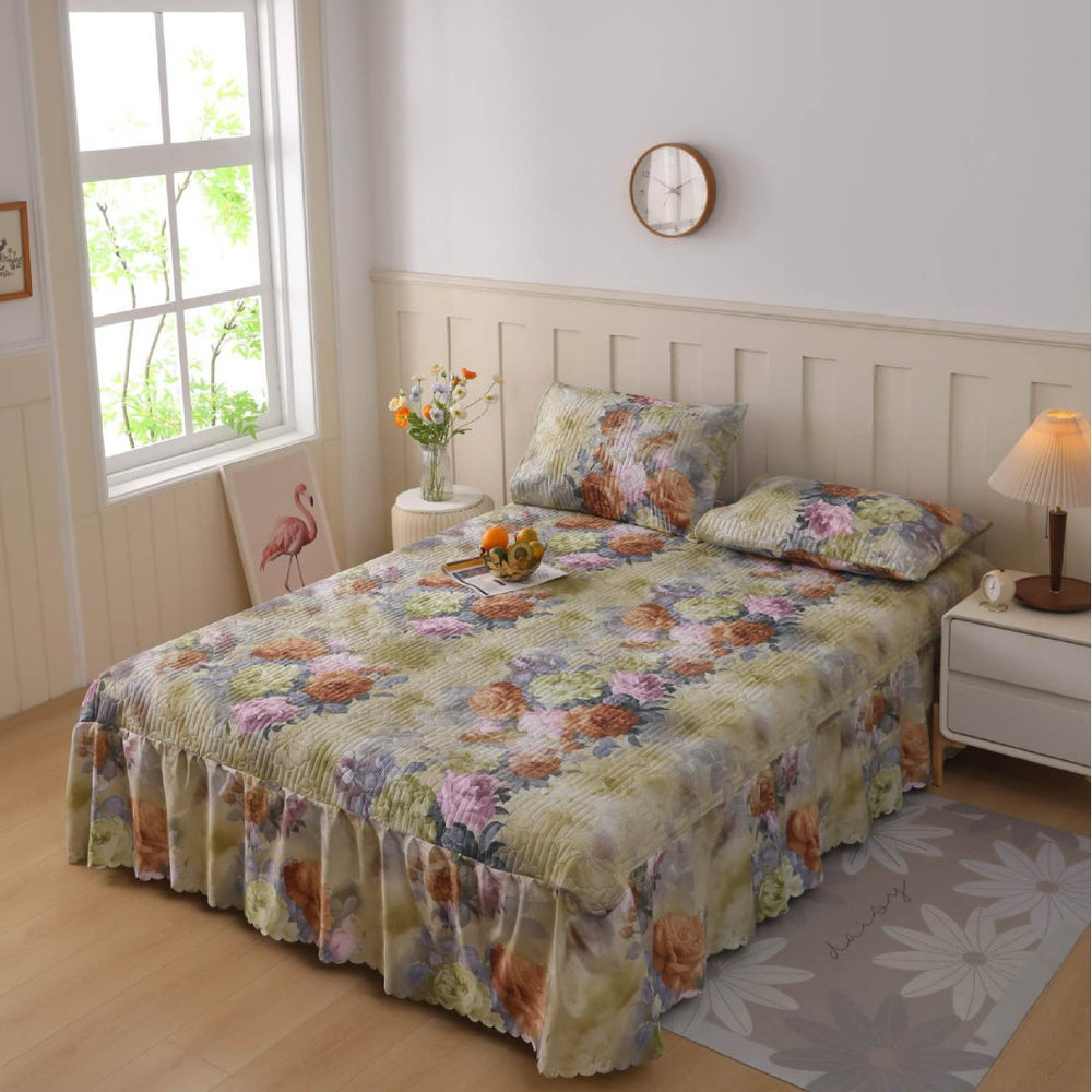 2026 amazon quilted bed skirt bedspread heightened double anti-static breathable mattress simmons bedspread three-piece set