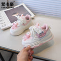 Girls' chunky sole cartoon sneakers - new autumn  korean style kids' fashion athletic shoes - versatile white sneakers for students