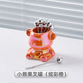 Simple ins style bear stainless steel fruit fork set fruit pick household high-looking ceramic fruit fork jar wholesale