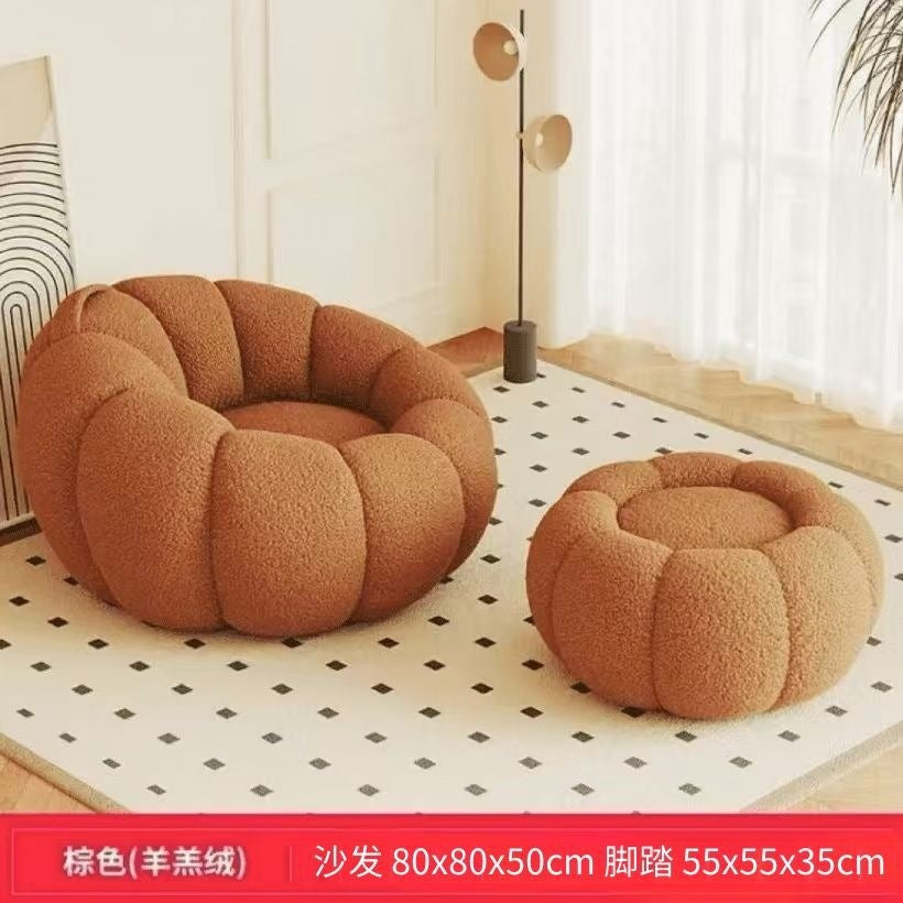 Lazy sofa can lie down and lie down pumpkin cream bedroom balcony single small sofa casualplaid tatami seat