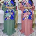 summer new arrivals: european and american style  print round neck maxi dress,  dress, african women's plus size clothing