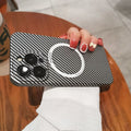 Suitable for iphone16pro carbon fiber pattern lens film mobile phone case apple 15pc magnetic magsafe hard case