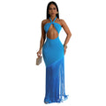 C7453 cross-border   fashion women's summer dress - tassel trim, bandeau style