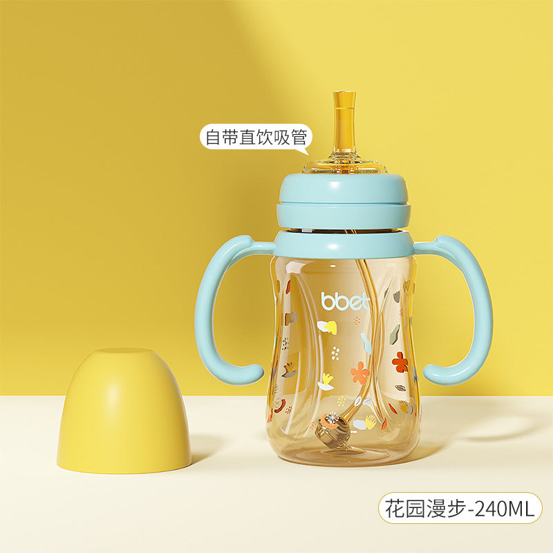Baby bottle straw cup - ppsu sippy cup for infants and toddlers (1-3 years & up) - durable, spill-proof training cup