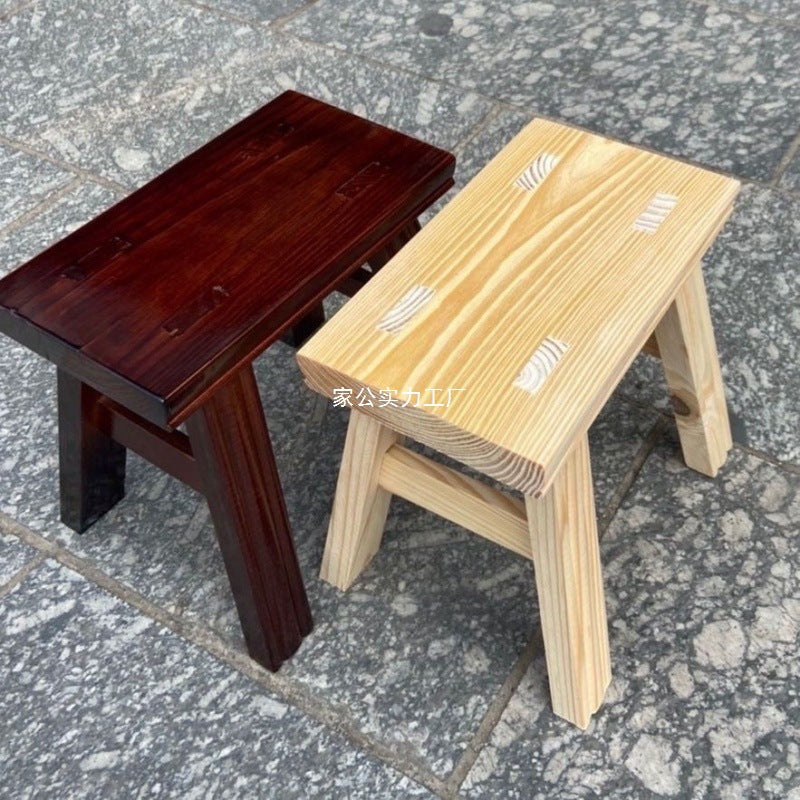 Bench Solid wood small wooden stool Durable household stool Children's low stool Thickened adult dance starting from one piece