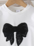 Children's clothing cross-border european and american girls white short-sleeved t-shirt + blue pants two-piece set