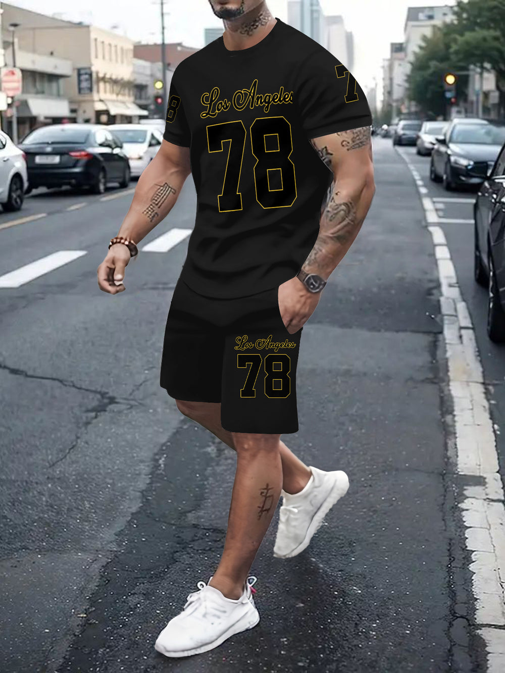 Men's casual sports set - short sleeve & shorts - summer hot seller - cross-border fashion - two-piece leisure outfit
