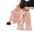 Girls' knit sweater jacket & pants set - new  collection with bow detail