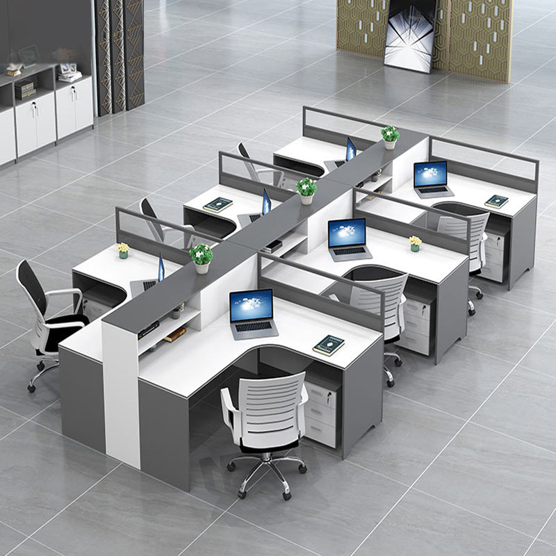 Saint li office desk partition - modern minimalist workstation for 4/6 people - ideal for finance offices - desk and chair combination