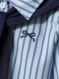new autumn cross-border girls' collared shirt with color block shawl + embroidered bow denim jeans three-piece set