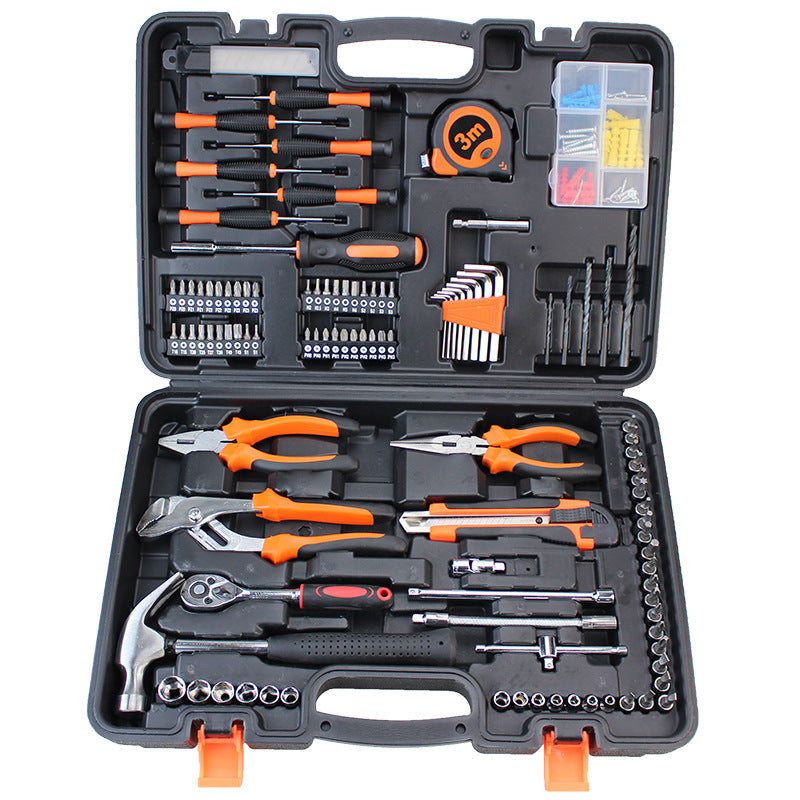 New Large Hundred Samples Toolbox Set Carbon Steel Car Portable Hardware Tool Set 109 Piece Set 605-109