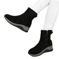 Women's suede wedge ankle boots -   autumn new collection - side zipper, slimming, chunky sole, plus size fashion boots - size 43