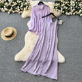 Eleganttwo-piece set women's niche style lazy style outer wear thin looselong sleeves sun protection shirt outwear + suspender dress