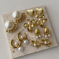 Wholesale pearl stud earrings for women - european and american fashion, statement earrings with a high-end feel, geometric irregular flower and heart earrings for women