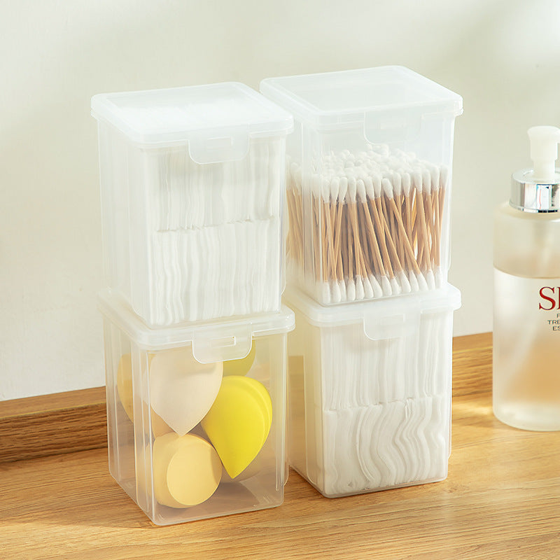 Cotton swab eyelash cosmetics storage box Nail art jewelry cotton pad storage box Transparent INS beauty blender storage box