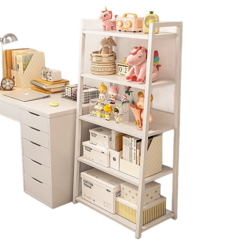 Bookshelf Floor-to-ceiling shelf Multi-layer against the wall Bedroom Home locker Wrought iron storage display Living room trapezoidal shelf