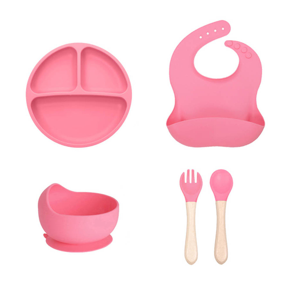 Cross-border children's silicone plate set Baby complementary food grid plate Love plate Maternal and infant feeding tableware set