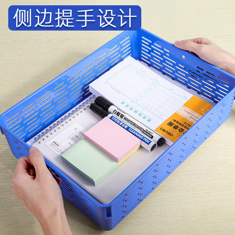 Deli 929 Blue Plastic A4 Document Basket Data Box Storage Basket Document Basket Data Basket Invoice Basket Official Document Basket