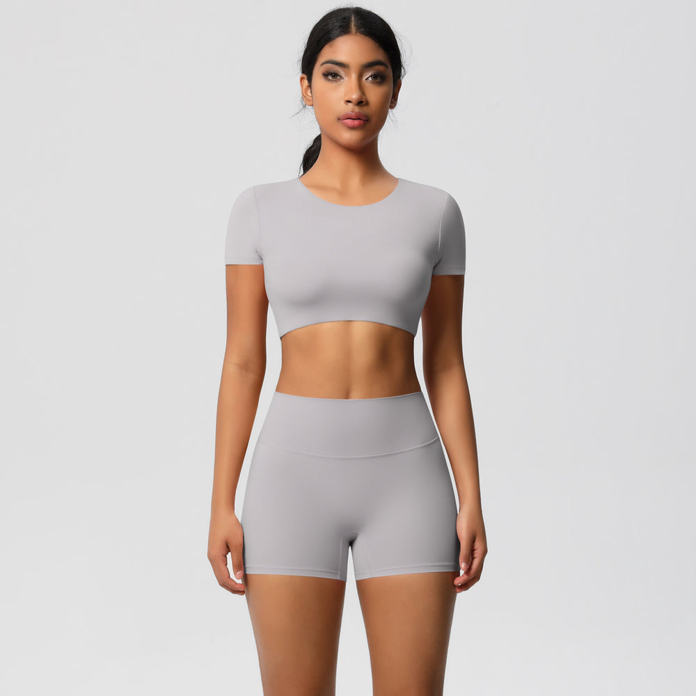 European and american nude feel brushed solid color yoga outfit set - quick-dry, breathable, 8-piece running & fitness activewear set for women