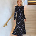 Women's summer dress - sweet & sophisticated bubble sleeve mori girl style - gentle, fresh, round neck, cinched waist, chiffon floral dress