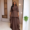 European and american women's clothing  autumn new collection: sweet and fresh turn-down collar long sleeve blouse with high-waisted midi skirt - fashionable casual set