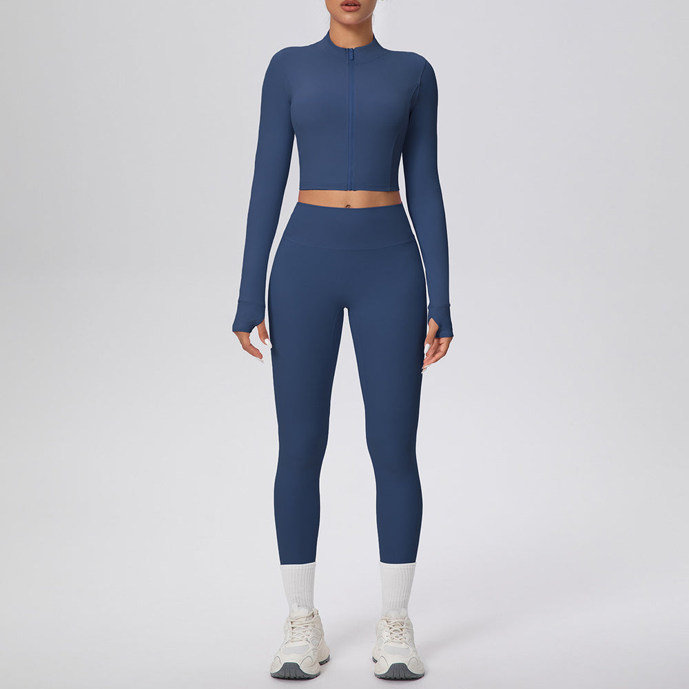 Cloud-feel outdoor compression yoga set for women - cropped high-waisted running workout outfit, quick-dry activewear two-piece set