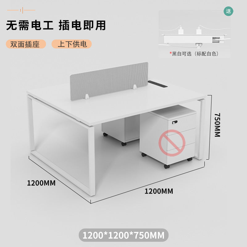Office desk and chair set - modern minimalist design for 4-seat workstations, partitioned cubicles, and 2/4/6 person office furniture