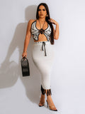source factory fashionsexy women's hand-crocheted butterfly topsknitting tassel skirt fashionsuit