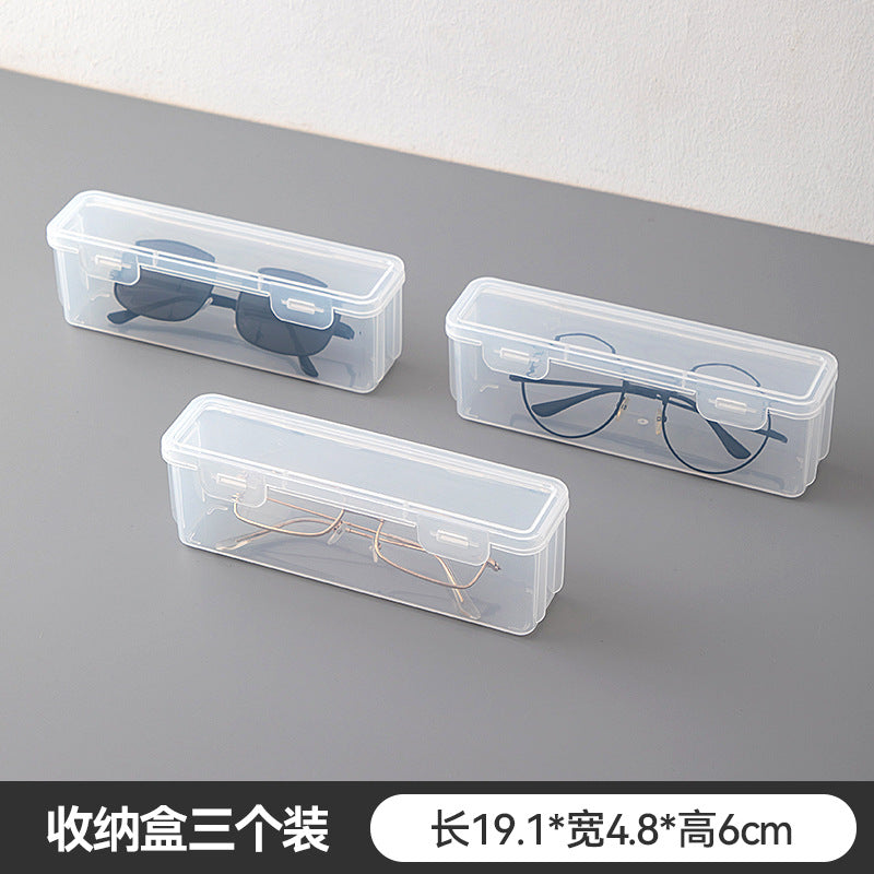 Desktop transparent dust-proof with cover glasses storage box Plastic sealing Multifunctional stackable portable sunglasses storage box