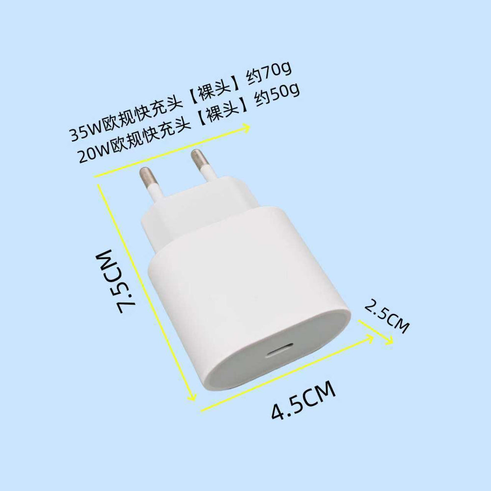 35w european standard charger, compatible with apple iphones, featuring fast charging, ce certification, and a data cable charger set