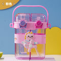 New creative cartoon fan kids double drinking cup straw cup portable sports water bottle large capacity school special