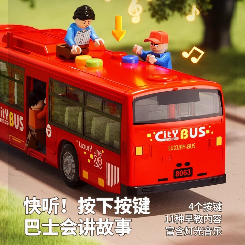 Kids bus large door opening bus light music artificial baby bus bus boy toy