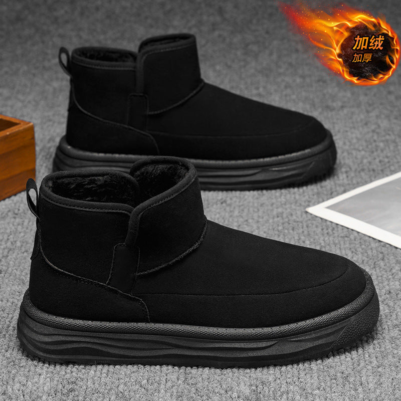 Northeastern snow boots for men winterfleece-linedheattech large cotton shoes for men fur all-in-one cold-proof bread shoes non-slipwaterproof