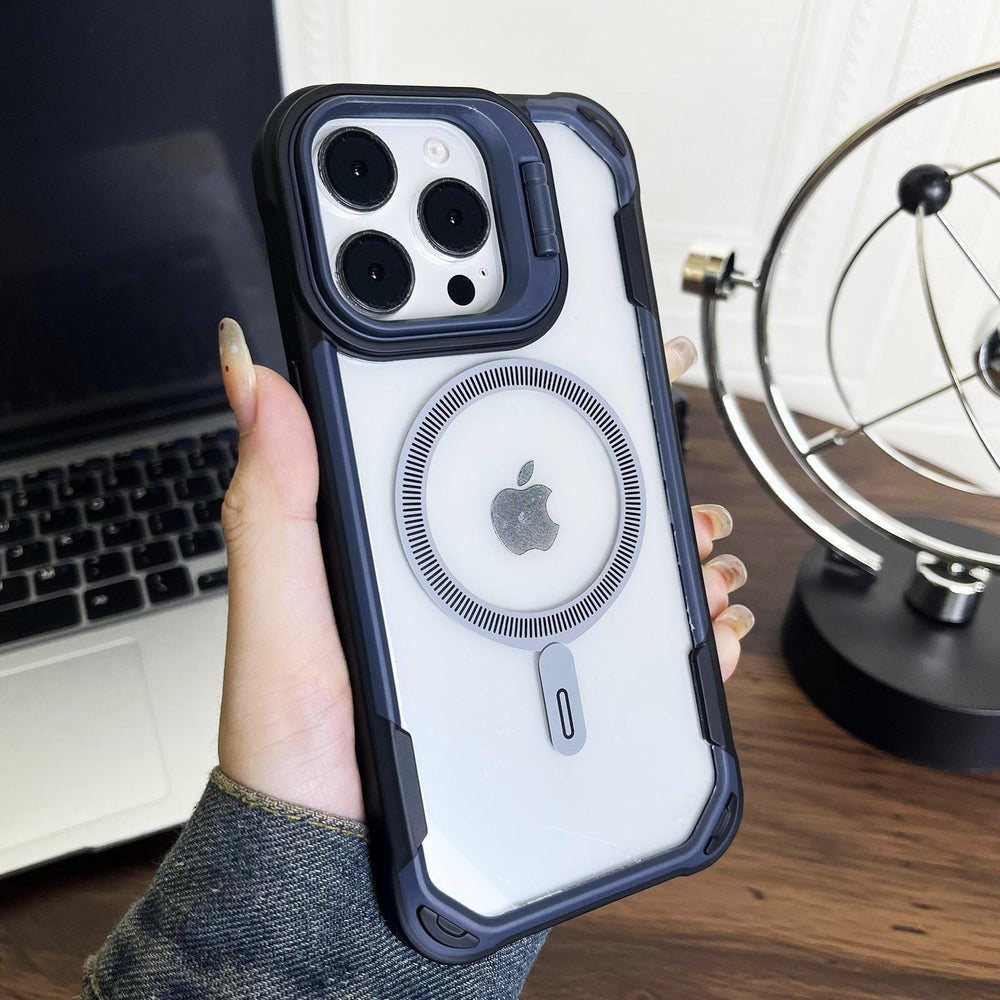 Suitable for apple 16promax magnetic oracle shield mobile phone case cool lens holder iphone15 contrasting color anti-fall