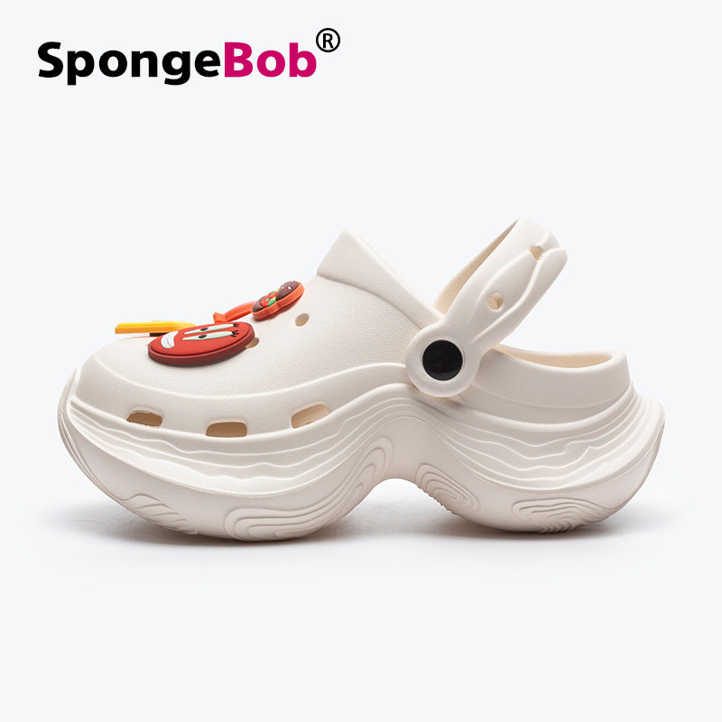 Spongebob squarepants thick sole goddess nightclub high heels crocs summer heightened toe beach sandals women's slippers