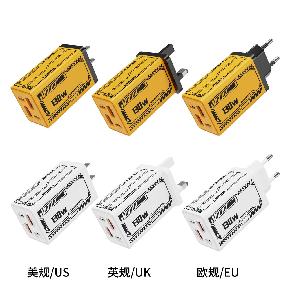 130w multi-port charger 2usb+2pd mecha plug suitable for apple huawei us standard european standard charger