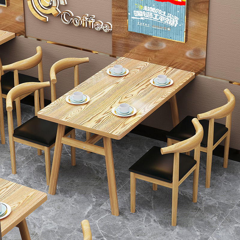 Complete dining table and chair combination Snack bar Milk tea breakfast shop restaurant table and chair canteen dining table and chair commercial restaurant table and chair