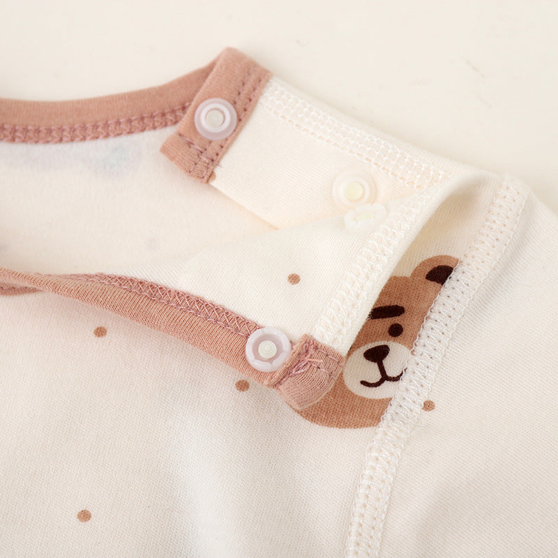 Baby autumn clothes and long pants suit baby intimatespure cotton spring & fall east high waist belly protective clothes infant and toddler bottom clothes